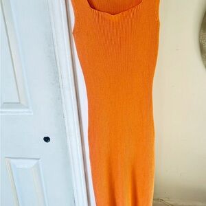 Fashion Nova Vibrant Orange Midi Dress